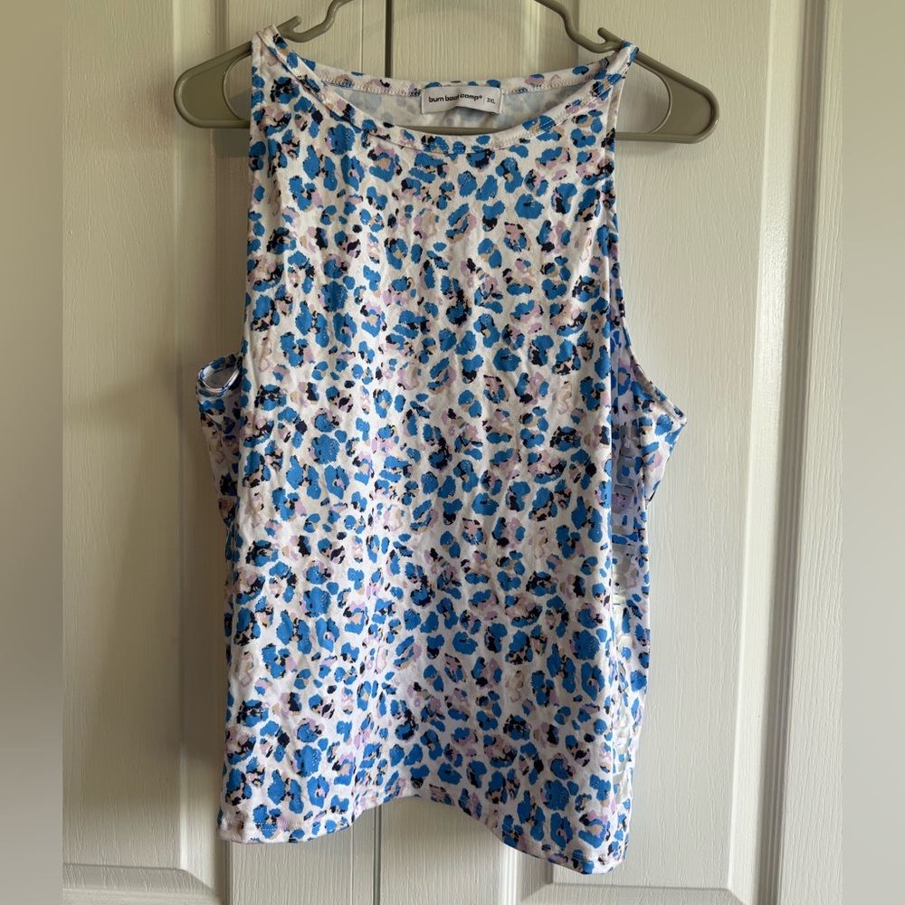 Burn boot camp blue and purple leopard tank